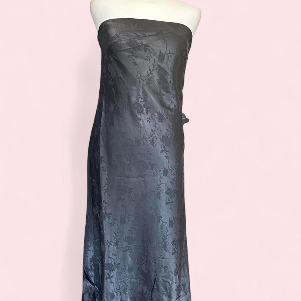Altard State Black Jaquard print satin strapless maxi dress
